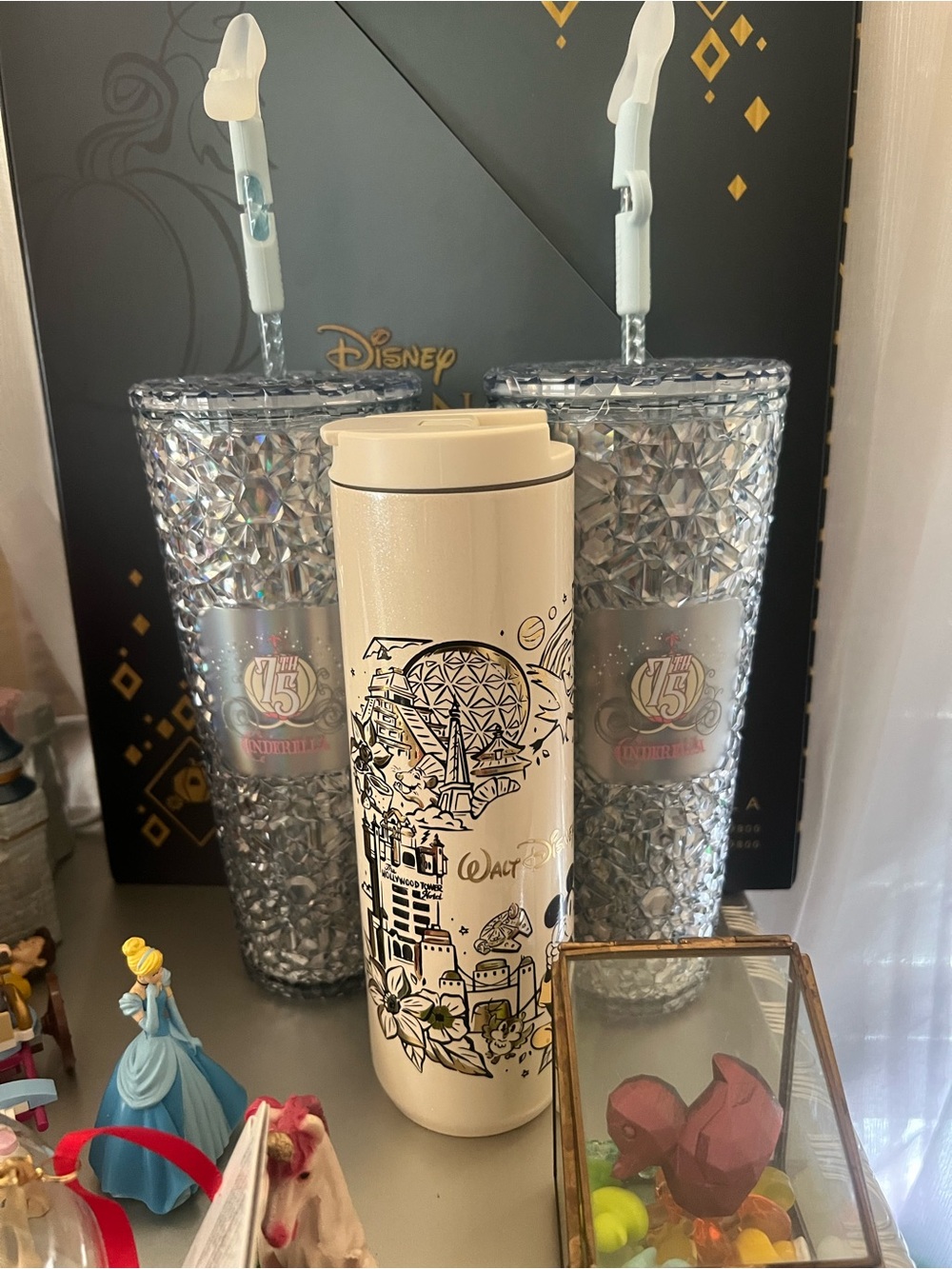 Disney Cream & Black Epcot Graphic Stainless Travel Bottle